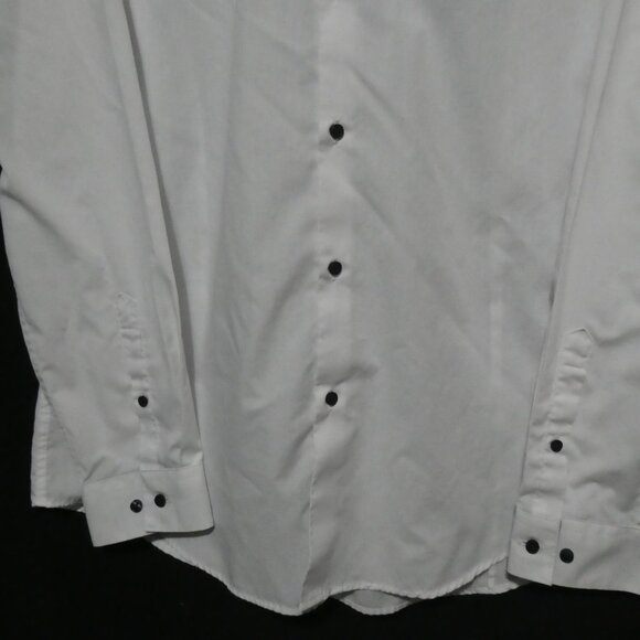 H&M | large | Slim Fit | White Long Sleeve Dress Shirt | Black Buttons - Picture 7 of 14